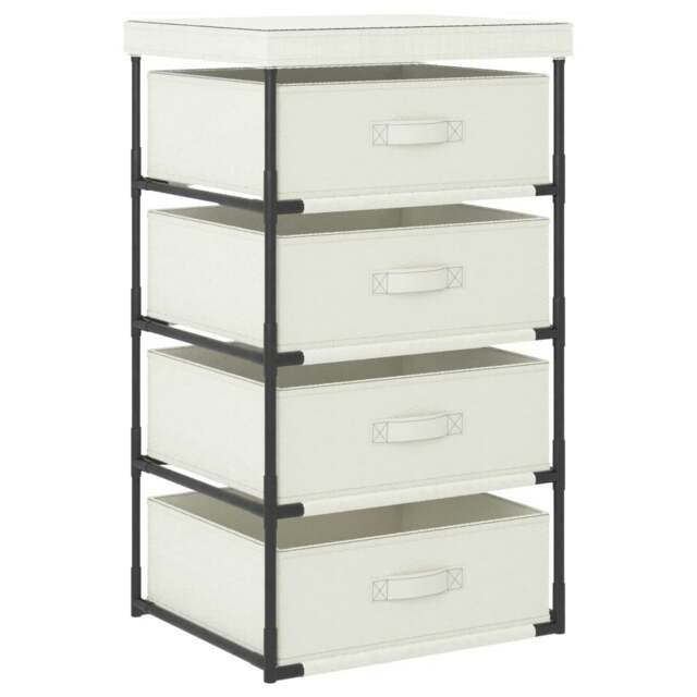 Rackhams Storage Rack with 4 Fabric Baskets Steel Cream