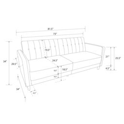 Rackhams Pin Tufted Transitional 3 Seater Sofa Bed - Velvet Blue - Blue - thumbnail 5