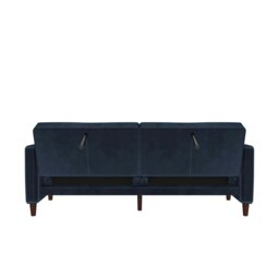 Rackhams Pin Tufted Transitional 3 Seater Sofa Bed - Velvet Blue - Blue - thumbnail 4
