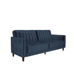 Rackhams Pin Tufted Transitional 3 Seater Sofa Bed - Velvet Blue - Blue - thumbnail 3