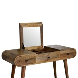 Rackhams Solid Wood Oak-ish Round Dressing Table - thumbnail 4