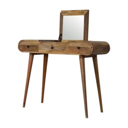 Rackhams Solid Wood Oak-ish Round Dressing Table - thumbnail 6