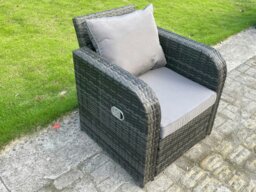 Rackhams Rattan Outdoor Garden Furniture Set Rectangular Dining Table and Chair Sofa Set With 2 Side Tables 2 Big Footstool Dark Grey Mixed - thumbnail 5