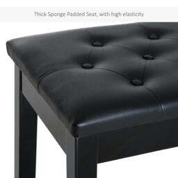 Rackhams PU Leather Upholstered Piano Stool Makeup Stool Bench Dressing Table Seat with Storage 76x36x50cm, Black - thumbnail 5