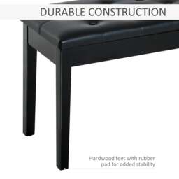 Rackhams PU Leather Upholstered Piano Stool Makeup Stool Bench Dressing Table Seat with Storage 76x36x50cm, Black - thumbnail 6