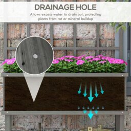 Rackhams Wood Raised Planter w/ Trellis Drain Holes Elevated Garden Bed Grey - Grey - Fir Wood - 105W x 45D x 140Hcm - thumbnail 5