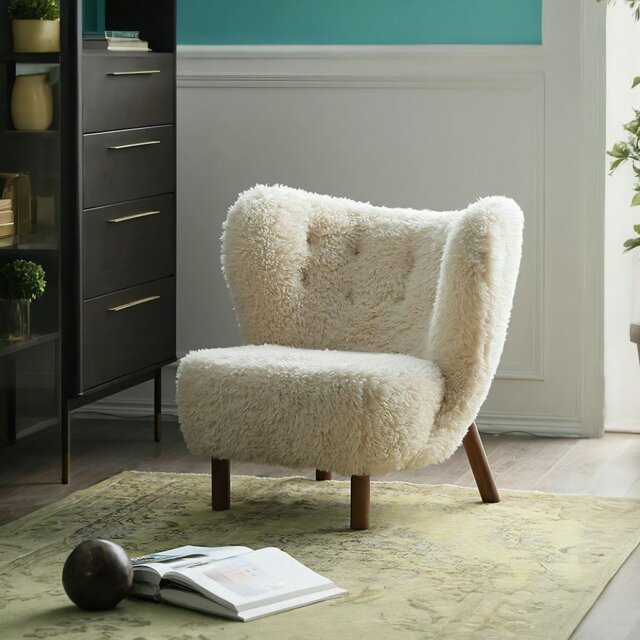Rackhams Fitz Lounge Chair, White - NO STOOL - Short Hair