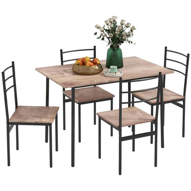 Rackhams 5 Piece Dining Table and Chairs Set, Dining Room Sets, Steel Frame Space Saving Table and 4 Chairs for Compact Kitchens, Black - image 1