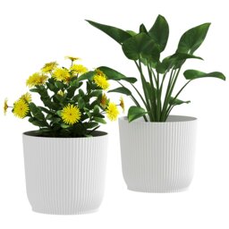 Rackhams Set of 2 Round Plant Pots Outdoor 22cm for Garden Decoration, Blue - Blue - 2 - Ф22 x 20Hcm - thumbnail 6