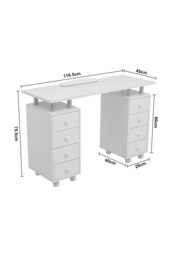Rackhams Fashion Makeup Desk Dresser Manicure Table Nail Desk with Rolling Wheels For Spa Beauty Salon & Home - White - thumbnail 6