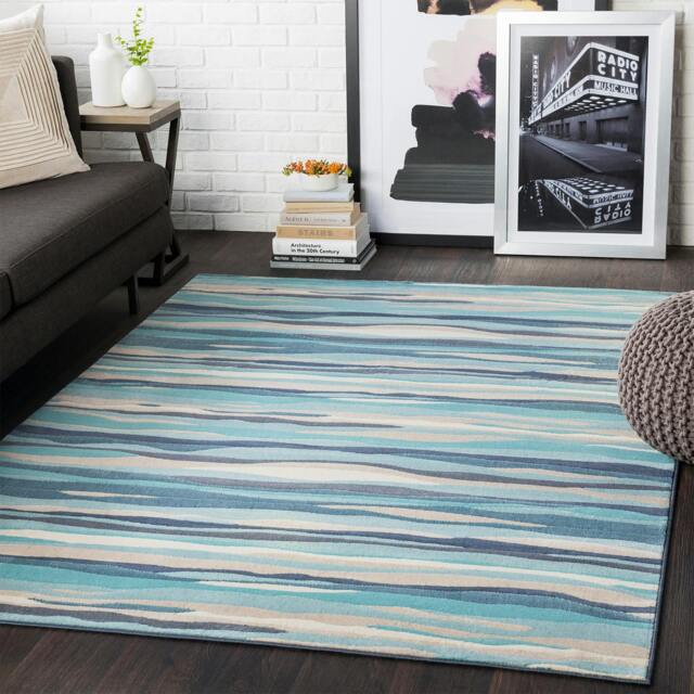Rackhams City-Modern Blue Beige Grey Graphic Rug - 160 x 220 cm - image 1