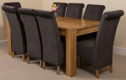 Rackhams Kuba Large Oak Dining Table with Montana Fabric Chairs - 8 chairs - Black - thumbnail 5