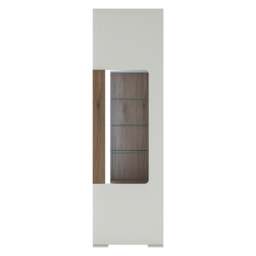 Rackhams Toronto Tall narrow glazed display cabinet with internal shelves (inc. Plexi Lighting) In White and Oak - Full Assembly Required - White & Oak - Matt - thumbnail 2