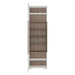 Rackhams Toronto Tall narrow glazed display cabinet with internal shelves (inc. Plexi Lighting) In White and Oak - Full Assembly Required - White & Oak - Matt - thumbnail 3