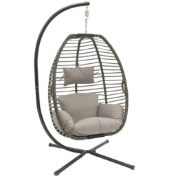Rackhams Nest Hanging Chair With Stand in Moonstone