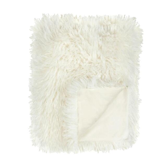 Rackhams Rowan Faux Fur Throw - Ecru - 130cm x 175cm - Ecru - 100% Polyester - image 1