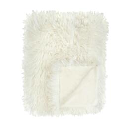 Rackhams Rowan Faux Fur Throw - Ecru - 130cm x 175cm - Ecru - 100% Polyester - thumbnail 1