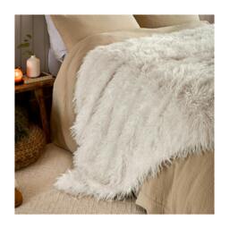 Rackhams Rowan Faux Fur Throw - Ecru - 130cm x 175cm - Ecru - 100% Polyester - thumbnail 2