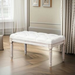 Rackhams Upholstered 80CM Wooden Bench Seat Beige - thumbnail 2