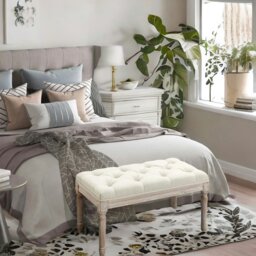 Rackhams Upholstered 80CM Wooden Bench Seat Beige - thumbnail 6