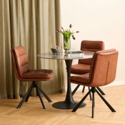 Rackhams Dean Brandy PU Swivel Dining Chair Set of 2 - 1 - thumbnail 4