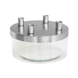 Rackhams Metal Candle Holder with Glass Bowl - Silver