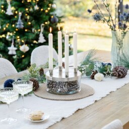 Rackhams Metal Candle Holder with Glass Bowl - Silver - thumbnail 3