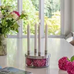 Rackhams Metal Candle Holder with Glass Bowl - Silver - thumbnail 2