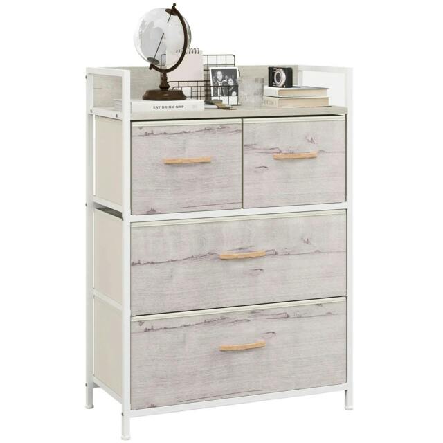 Rackhams Rustic Chest of Four Fabric Drawers - Black