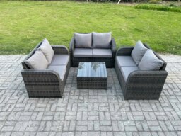 Rackhams Outdoor Garden Furniture Sets 6 Seater Wicker Rattan Furniture Sofa Sets with Square Coffee Table Love seat Sofa - thumbnail 2