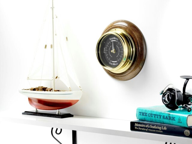 Rackhams Handmade Prestige Tide Clock in Solid Brass Mounted on solid English Dark Oak - image 1