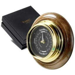 Rackhams Handmade Prestige Tide Clock in Solid Brass Mounted on solid English Dark Oak - thumbnail 2