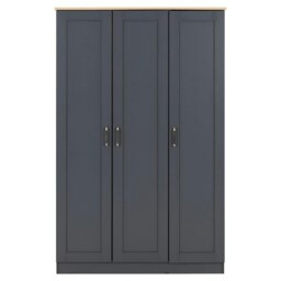 Rackhams Portland 3 Door Triple Wardrobe - White and Oak - thumbnail 3