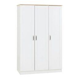 Rackhams Portland 3 Door Triple Wardrobe - White and Oak