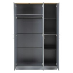 Rackhams Portland 3 Door Triple Wardrobe - White and Oak - thumbnail 4