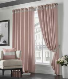 Rackhams Palace Diamante Ring Top Blackout Curtains - Pink - 229cm width x 229cm drop - thumbnail 1