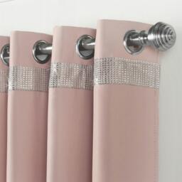 Rackhams Palace Diamante Ring Top Blackout Curtains - Pink - 229cm width x 229cm drop - thumbnail 6