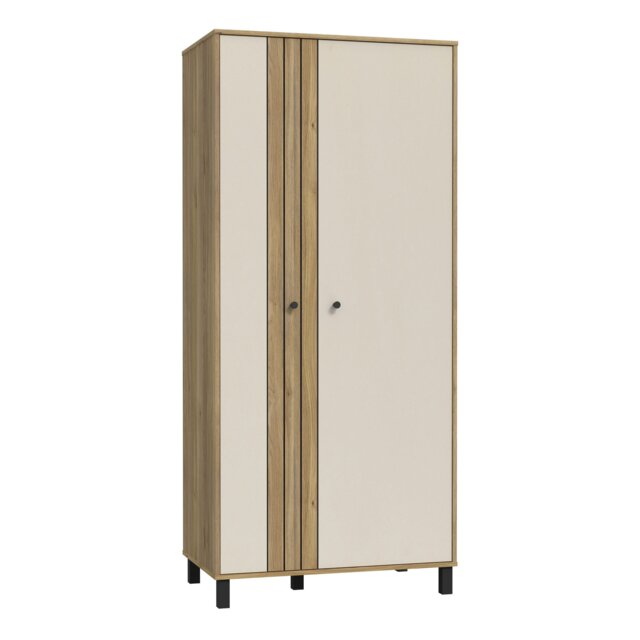 Rackhams Grafton 2 Door Wardrobe In Cream and Oak - Cream & Oak - Malemine - 1 - image 1