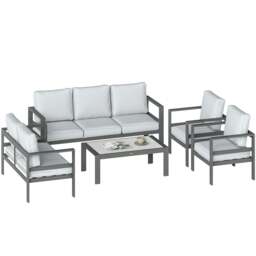 Rackhams Aluminium Garden Furniture Sofa Set with Olefin Cushions - Dark Grey - Grey - thumbnail 2