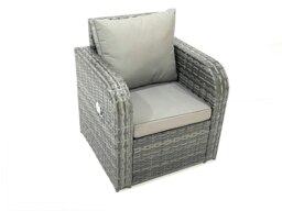 Rackhams Outdoor Garden Furniture Set Rattan Sofa Dining Table Set with Reclining Chair Big Footstool Dark Grey Mixed - thumbnail 4