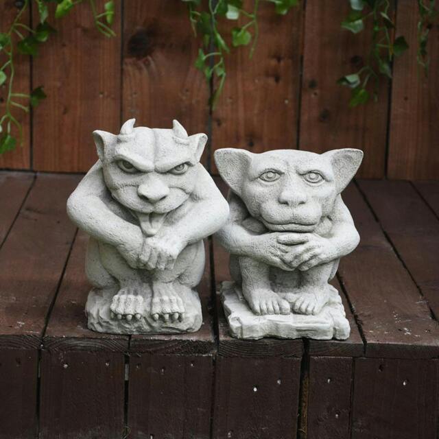 Rackhams Pair Of Small Gargoyle Garden Statues - image 1