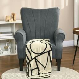 Rackhams Upholstered Accent Chair with Rolled Arms and Wood Legs, Armchair for Living Room Bedroom, Grey - thumbnail 2