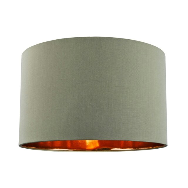 "Rackhams Olive Green Cotton 14"" Table/Pendant Lampshade with Shiny Copper Inner" - image 1