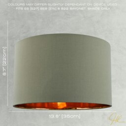 "Rackhams Olive Green Cotton 14"" Table/Pendant Lampshade with Shiny Copper Inner" - thumbnail 5
