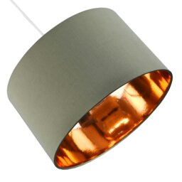 "Rackhams Olive Green Cotton 14"" Table/Pendant Lampshade with Shiny Copper Inner" - thumbnail 4