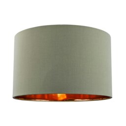 "Rackhams Olive Green Cotton 14"" Table/Pendant Lampshade with Shiny Copper Inner"