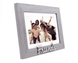 "Rackhams Grey Woodgrain Effect Friends Picture Frame with Silver Letters - 6x4"" or 7x5""" - thumbnail 2