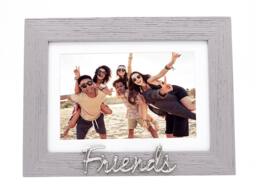 "Rackhams Grey Woodgrain Effect Friends Picture Frame with Silver Letters - 6x4"" or 7x5"""