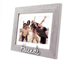 "Rackhams Grey Woodgrain Effect Friends Picture Frame with Silver Letters - 6x4"" or 7x5""" - thumbnail 3