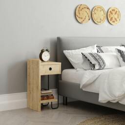 Rackhams Sirius Modern Bedside Table with 1 Drawer Open Shelf Left Module Width 32cm - Mocha Grey - thumbnail 6